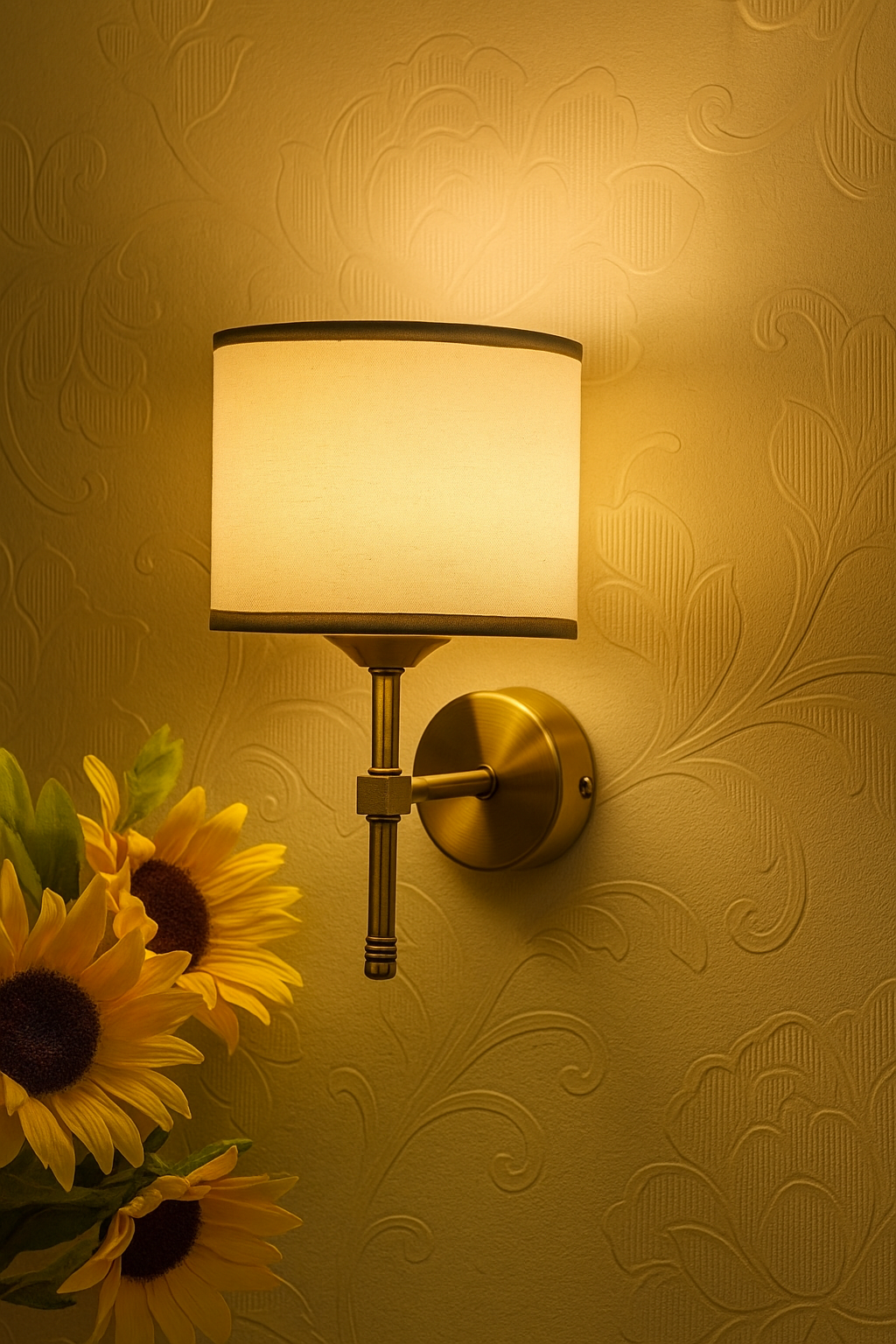 Paris Lampshade and Hat Wall Sconce Antique Yellow