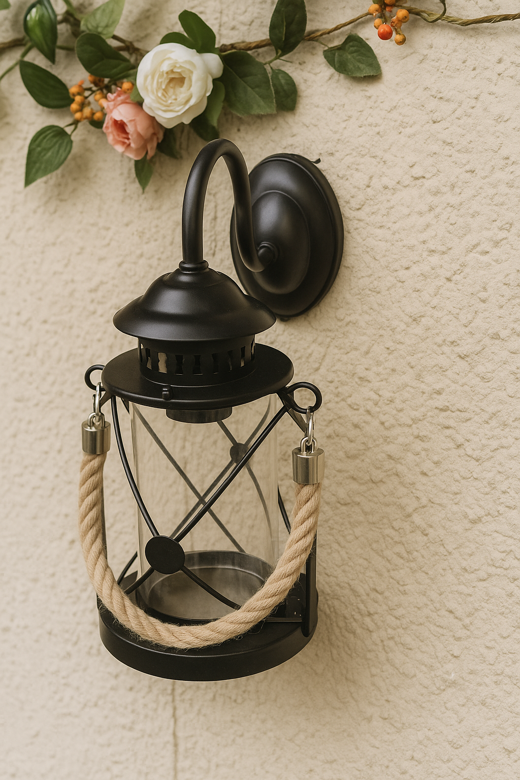 Rope Sailor Wall Sconce Black