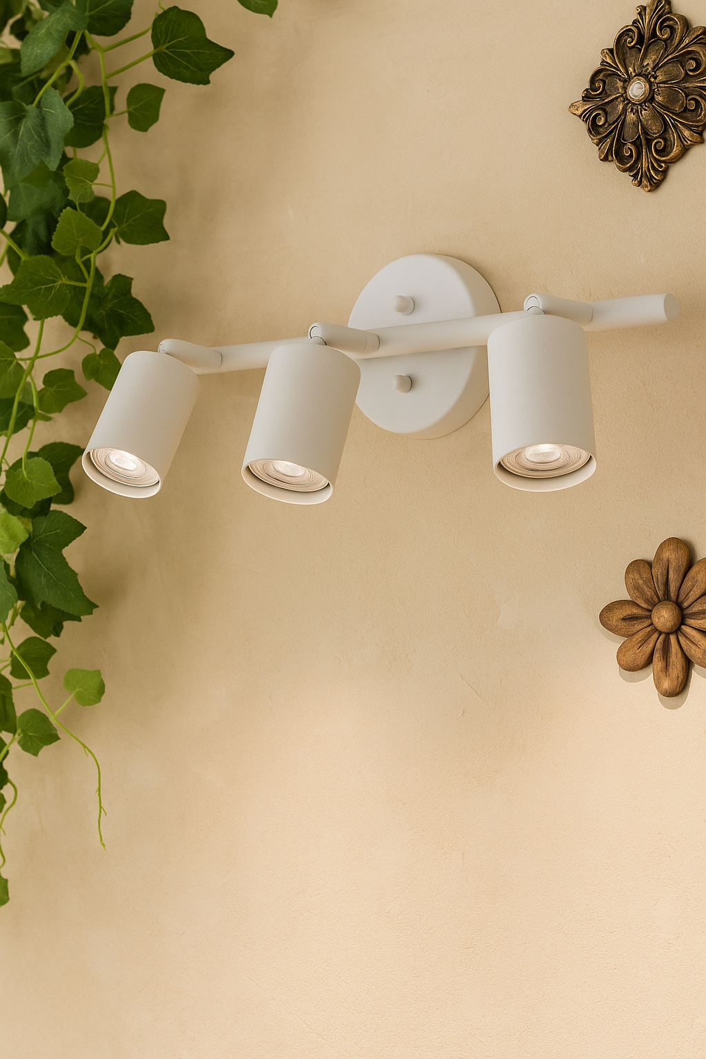 Eslitme Spotlight Wall Lamp White with 3 Spotlights GU10 Bulb Included