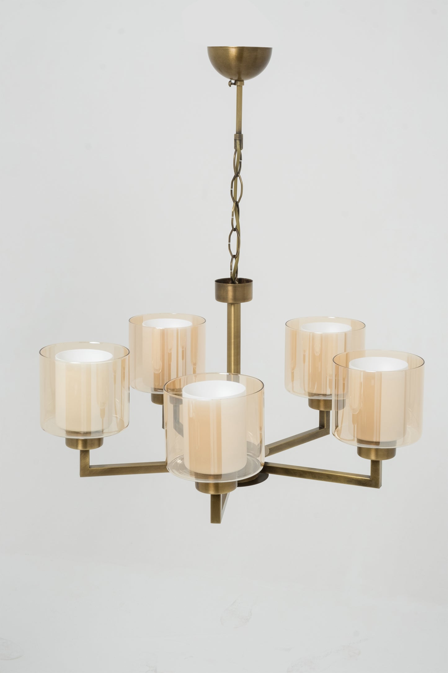 5-Piece Metal Glass Headed Chandelier