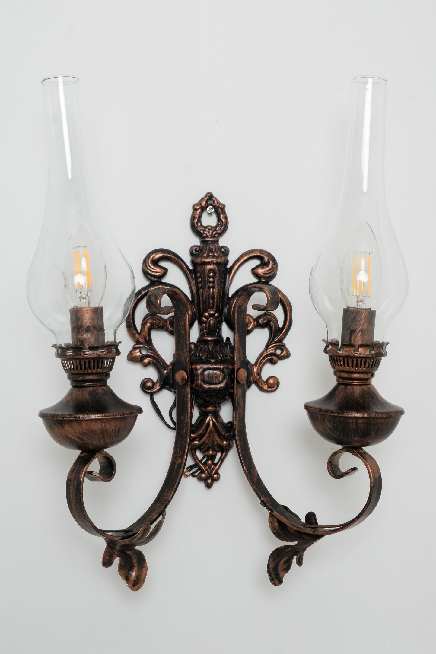Wrought Iron Gas Lamp Double Wall Sconce