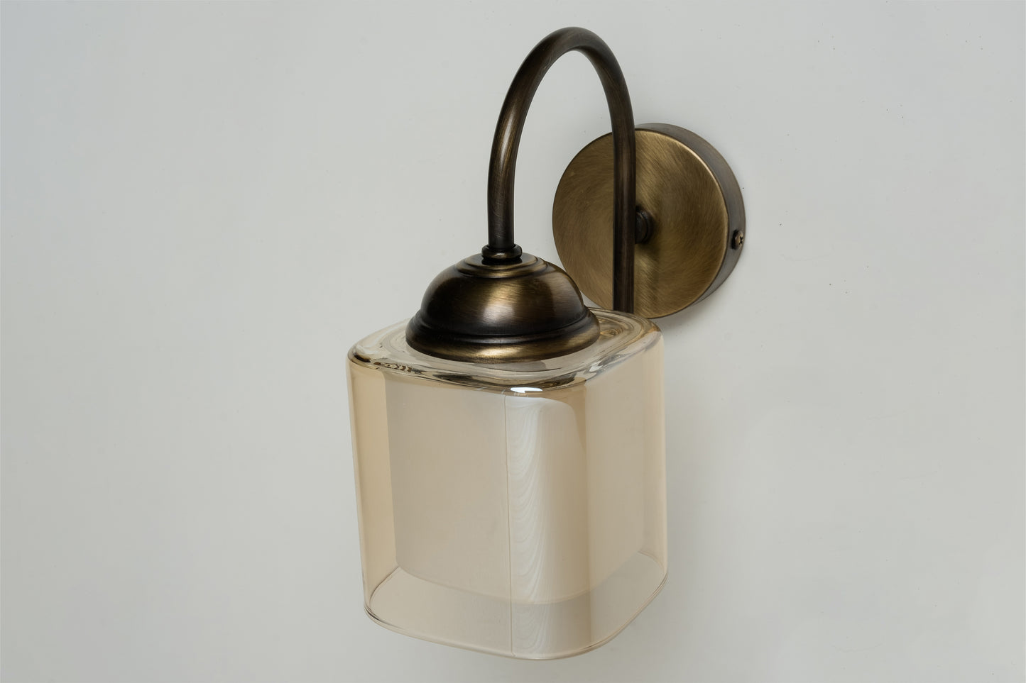 Antique Bronze Square Glass Headed Wall Lamp