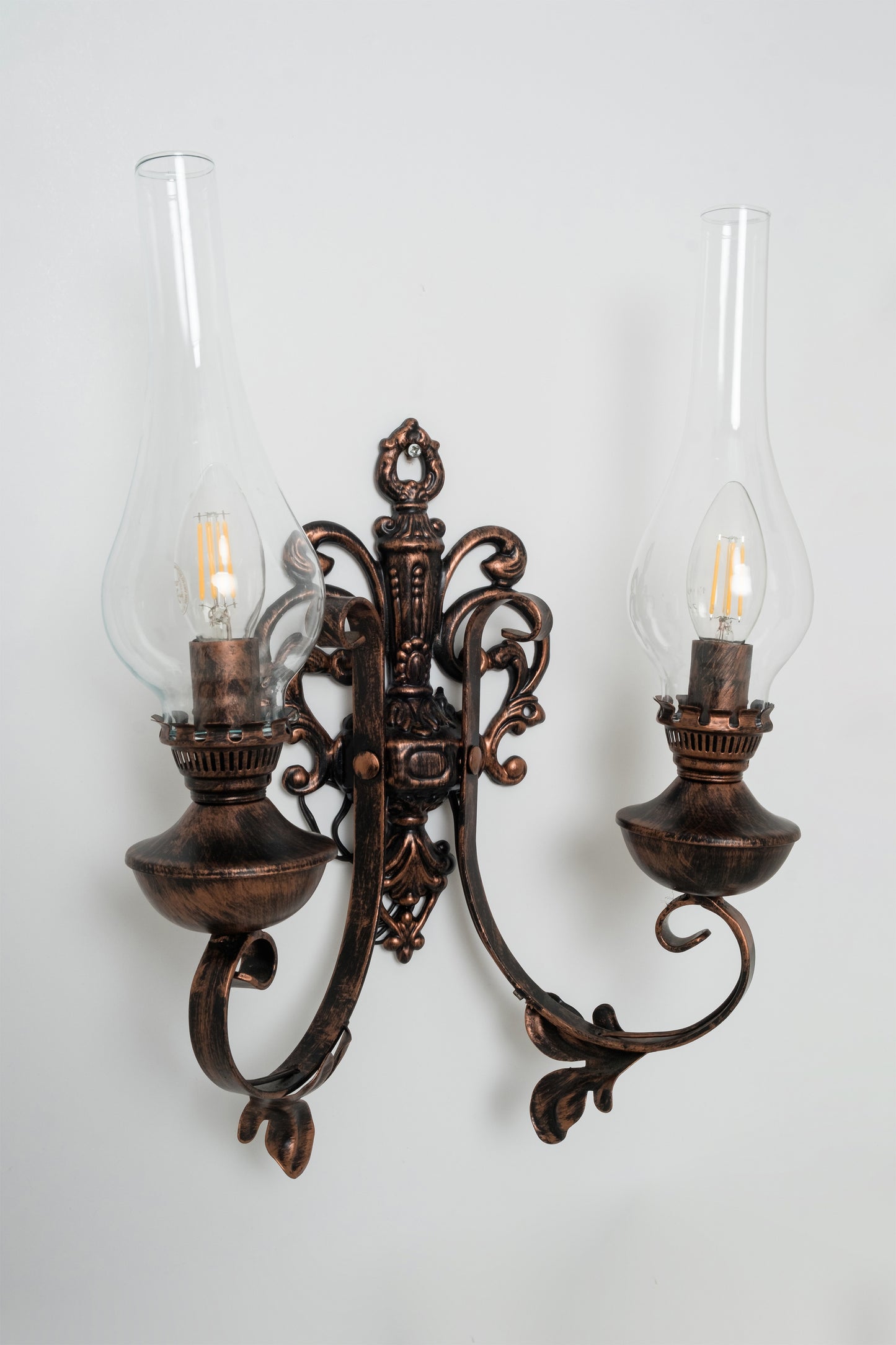 Wrought Iron Gas Lamp Double Wall Sconce