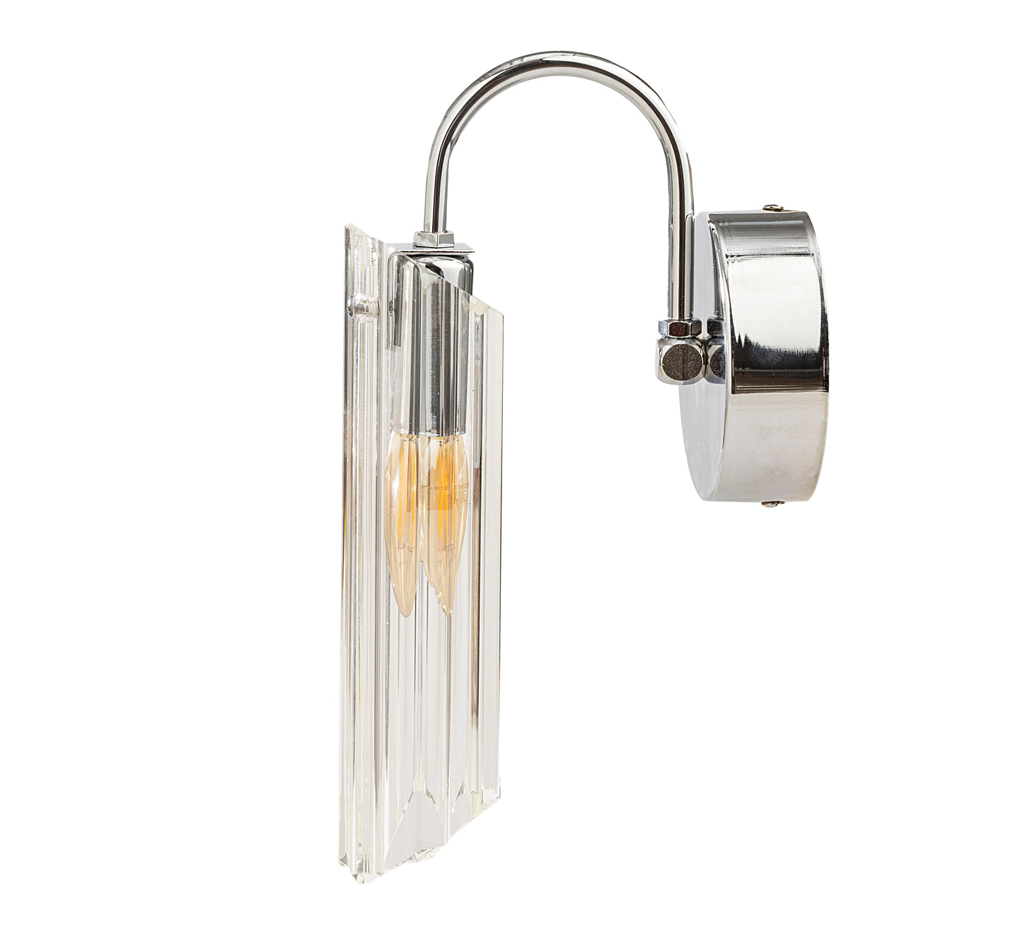 Roman Glass Wall Sconce, Chrome