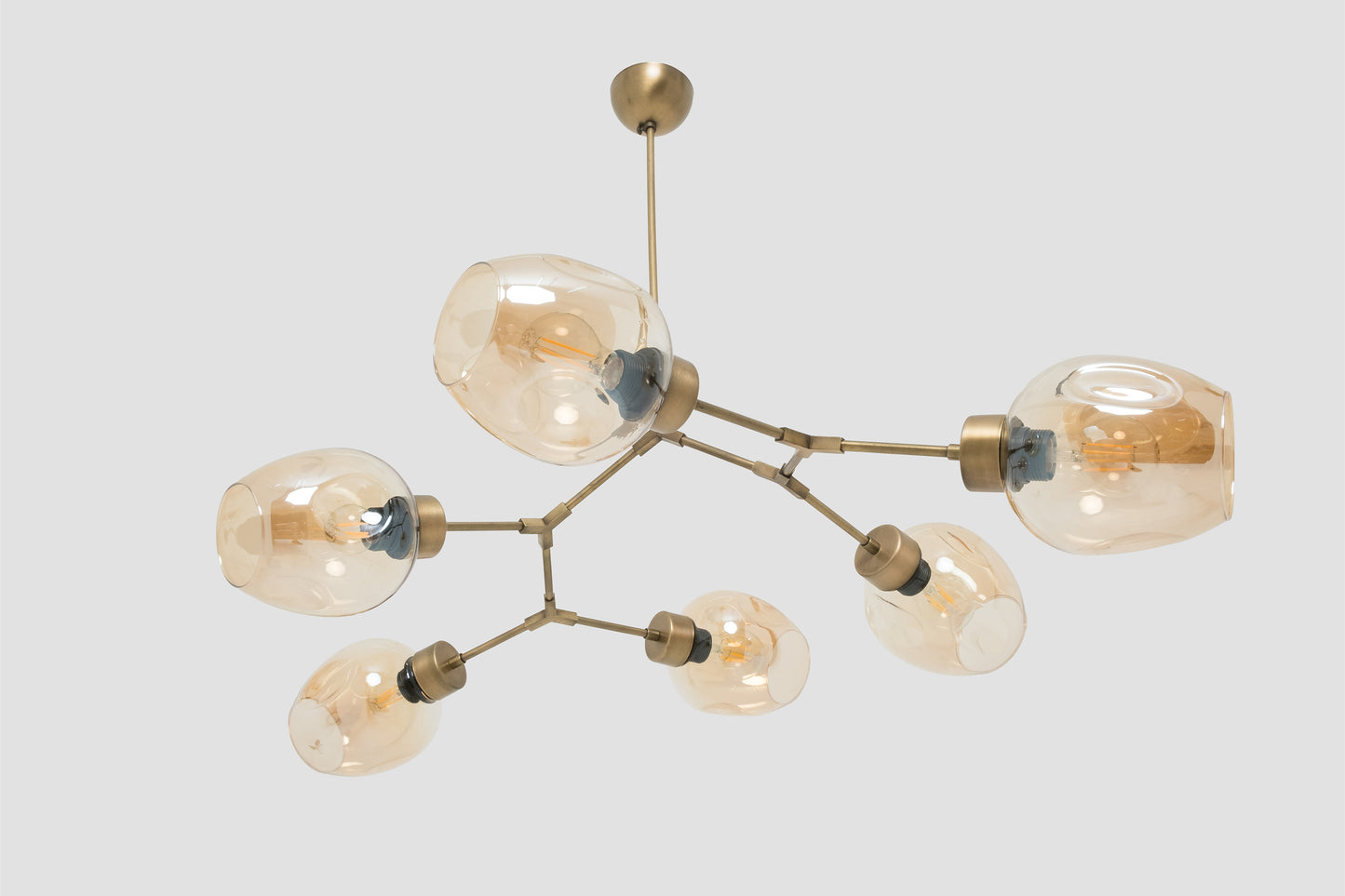 Molecule 6 Metal Glass Headed Chandelier