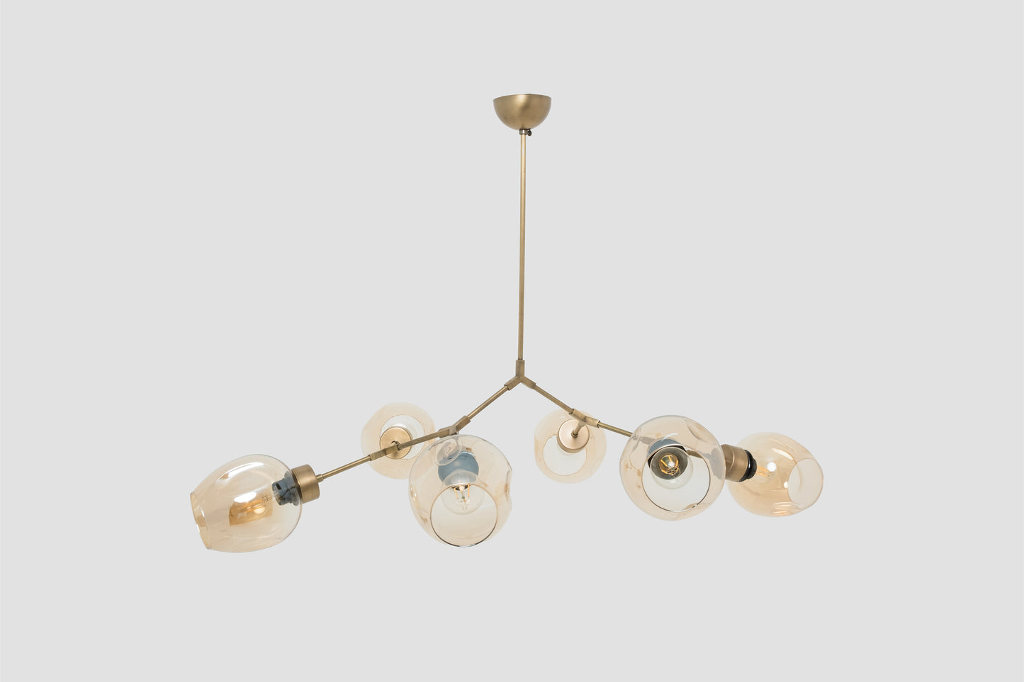 Molecule 6 Metal Glass Headed Chandelier