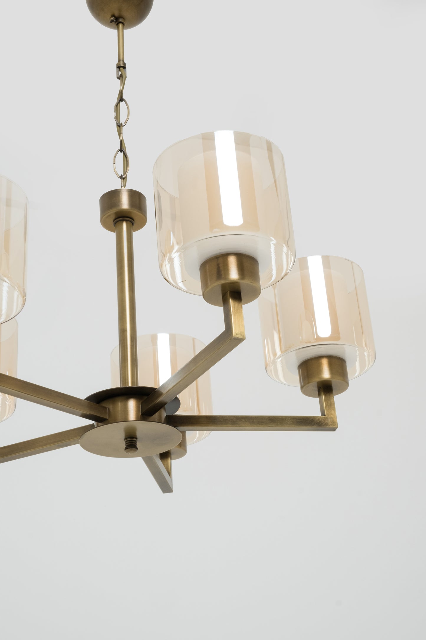 5-Piece Metal Glass Headed Chandelier