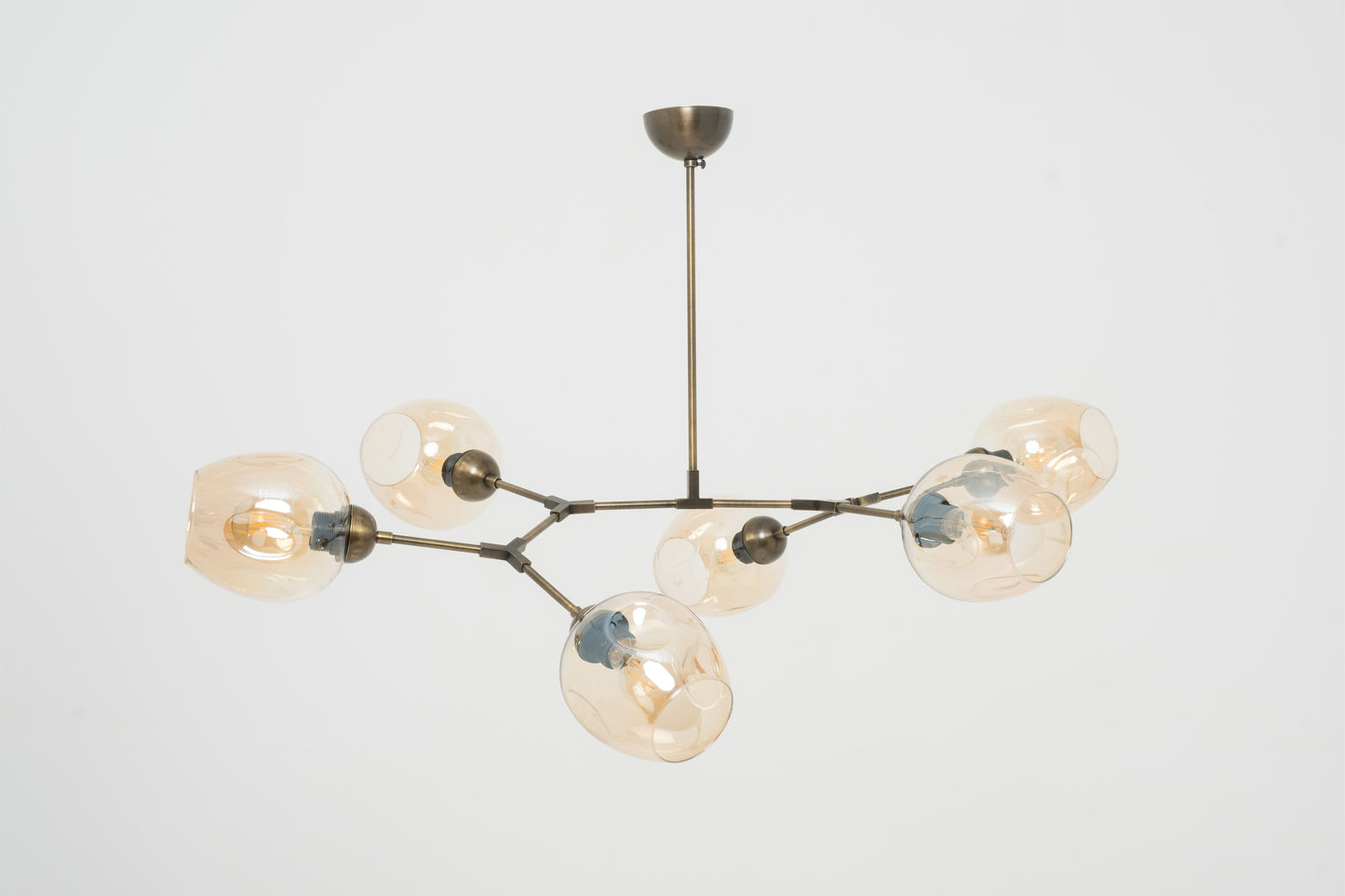 Molecule 6 Metal Glass Headed Chandelier