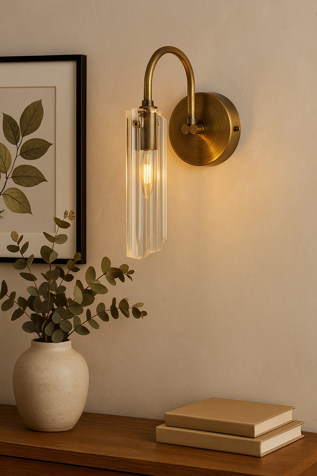 Roman Glass Wall Sconce, Antique Bronze