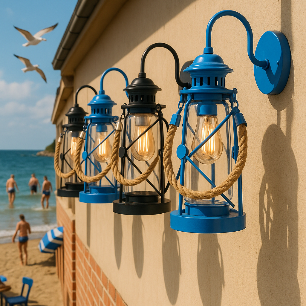 Rope Pendant Sailor Lighting Black, Handmade Wall Sconce