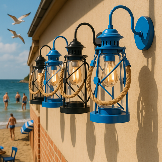 Rope Pendant Sailor Lighting Black, Handmade Wall Sconce