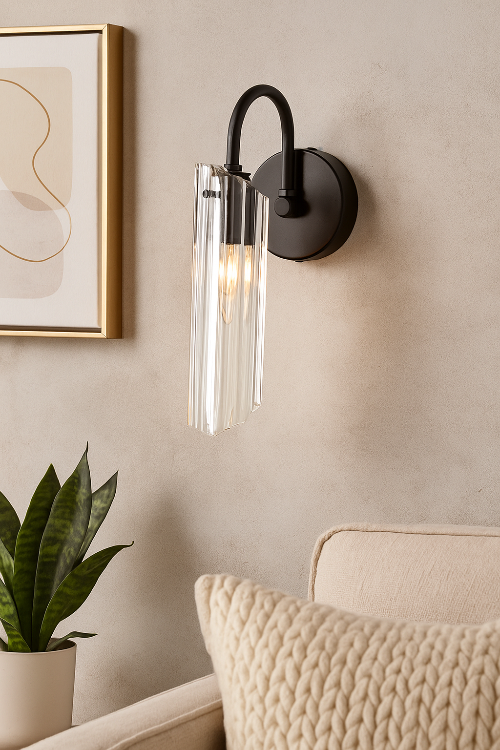 Roman Glass Wall Sconce, Black