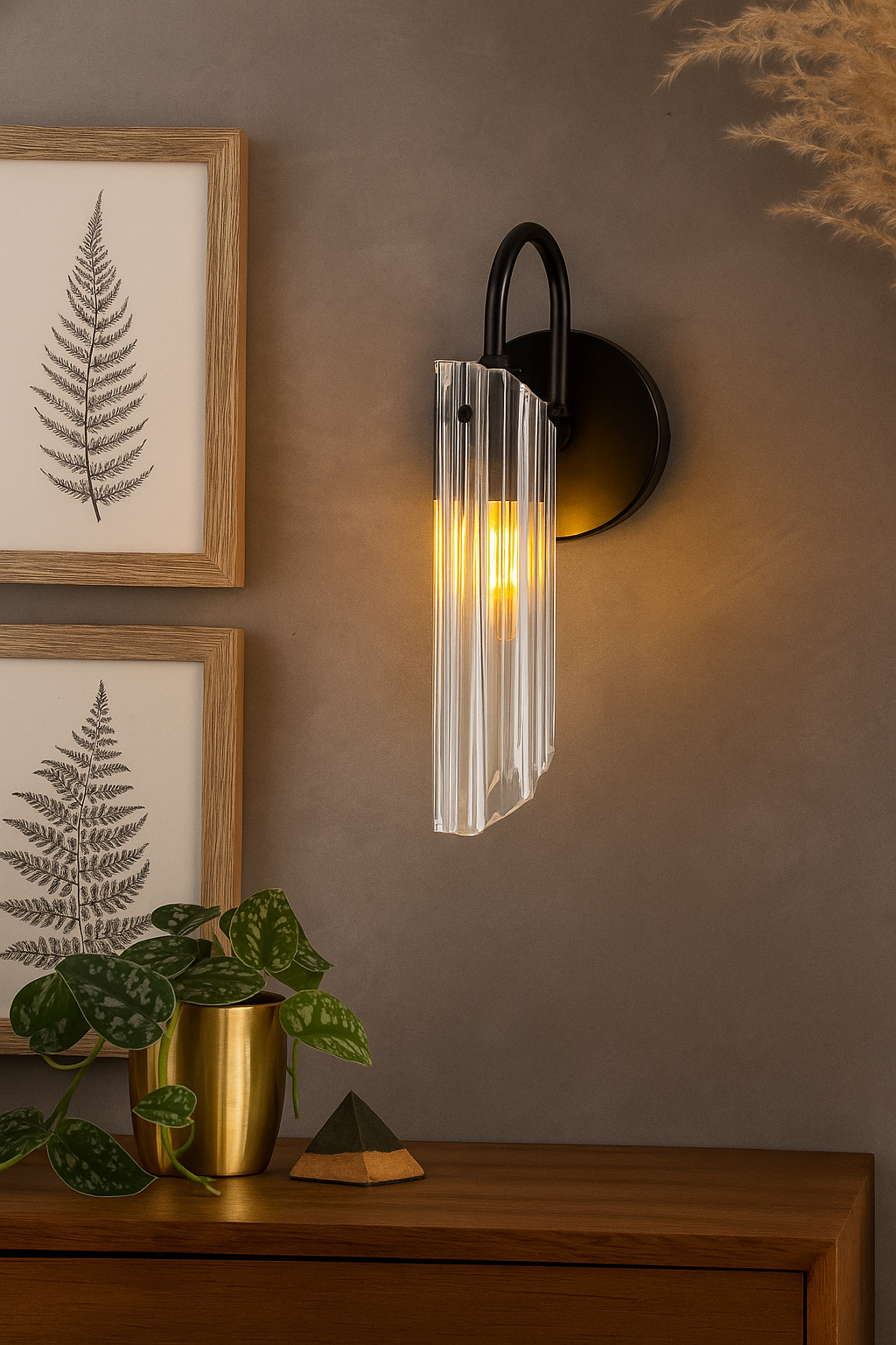 Roman Glass Wall Sconce, Black