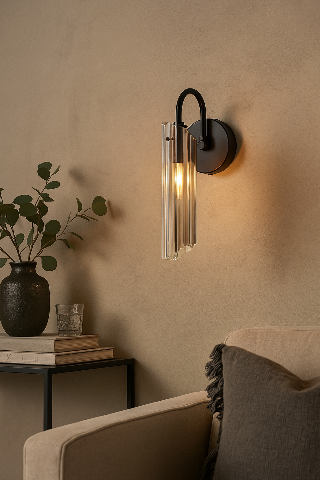 Roman Glass Wall Sconce, Black