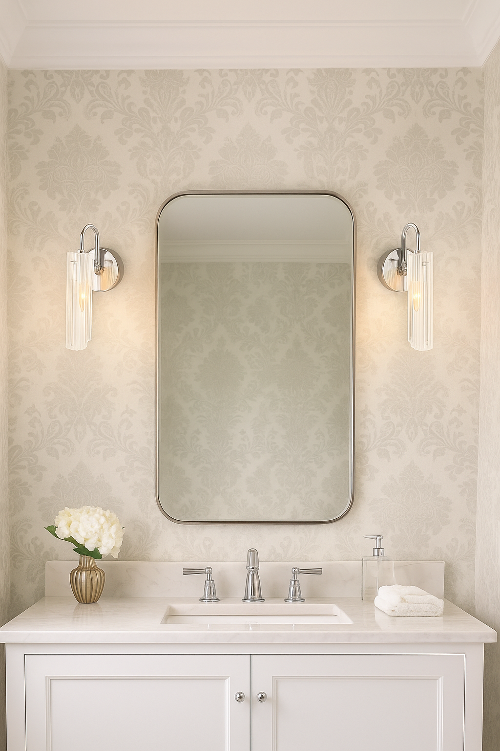 Roman Glass Wall Sconce, Chrome