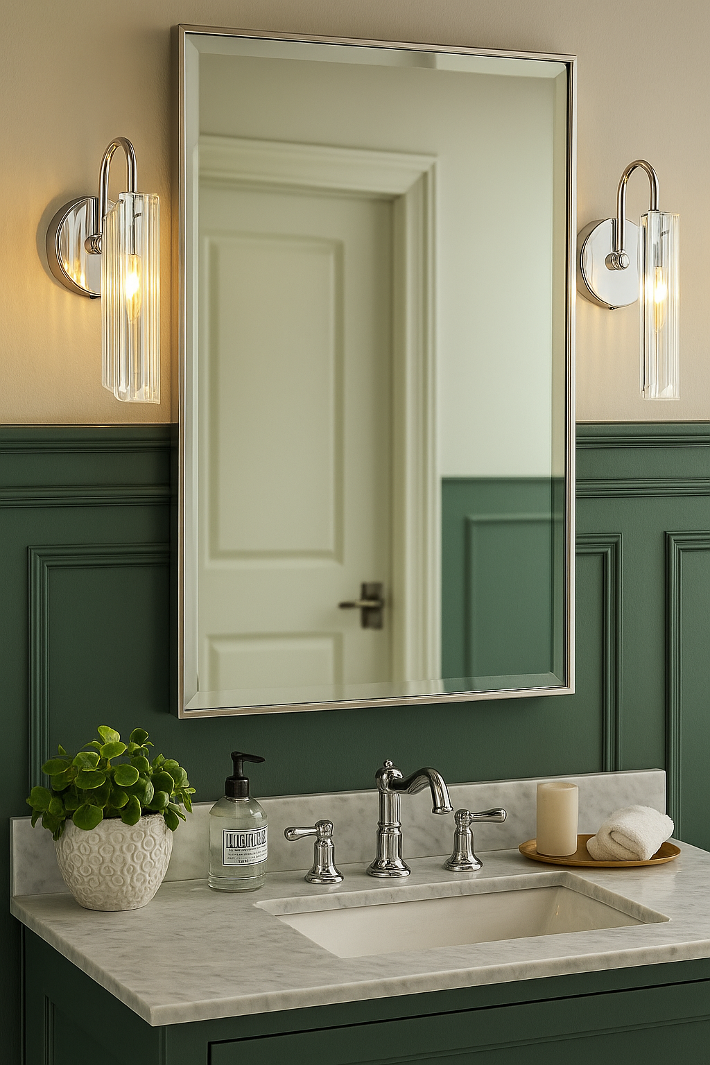 Roman Glass Wall Sconce, Chrome