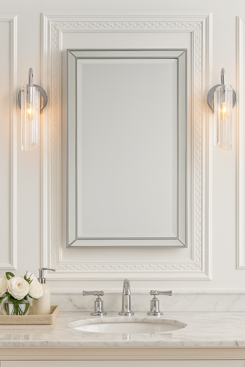 Roman Glass Wall Sconce, Chrome