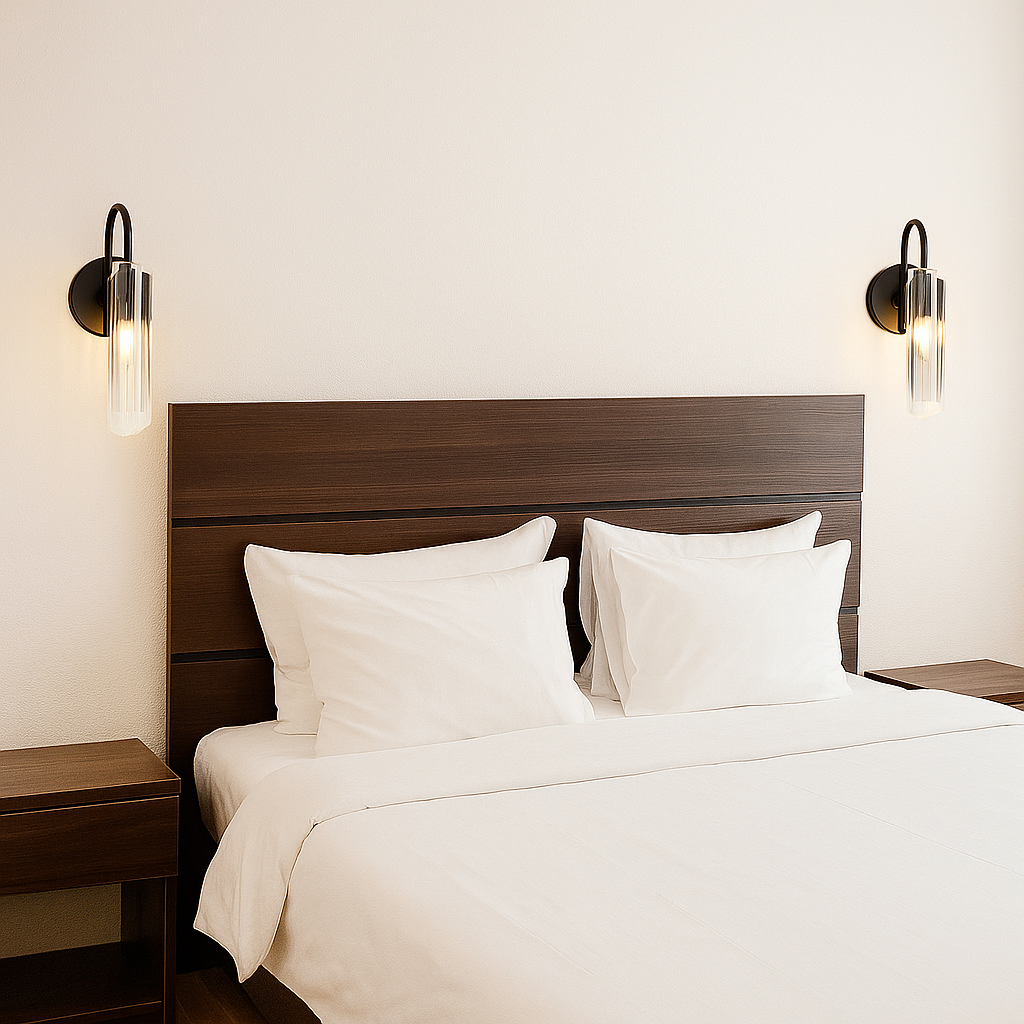 Roman Glass Wall Sconce, Black