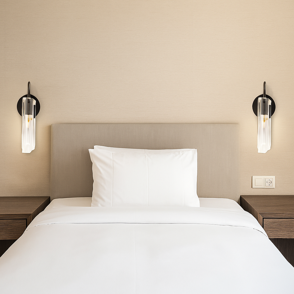 Roman Glass Wall Sconce, Black