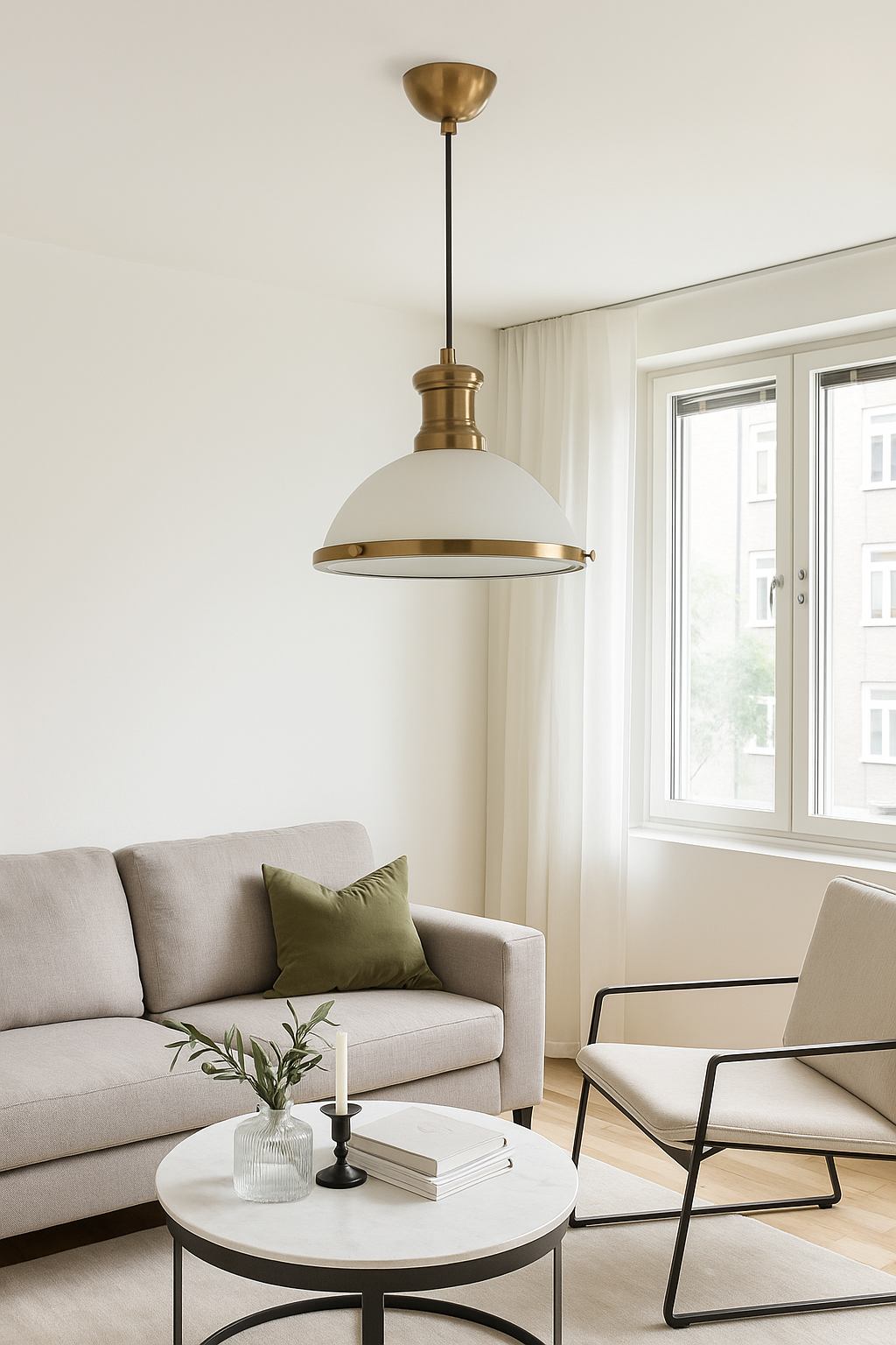 Circle White Glass Pendant Chandelier