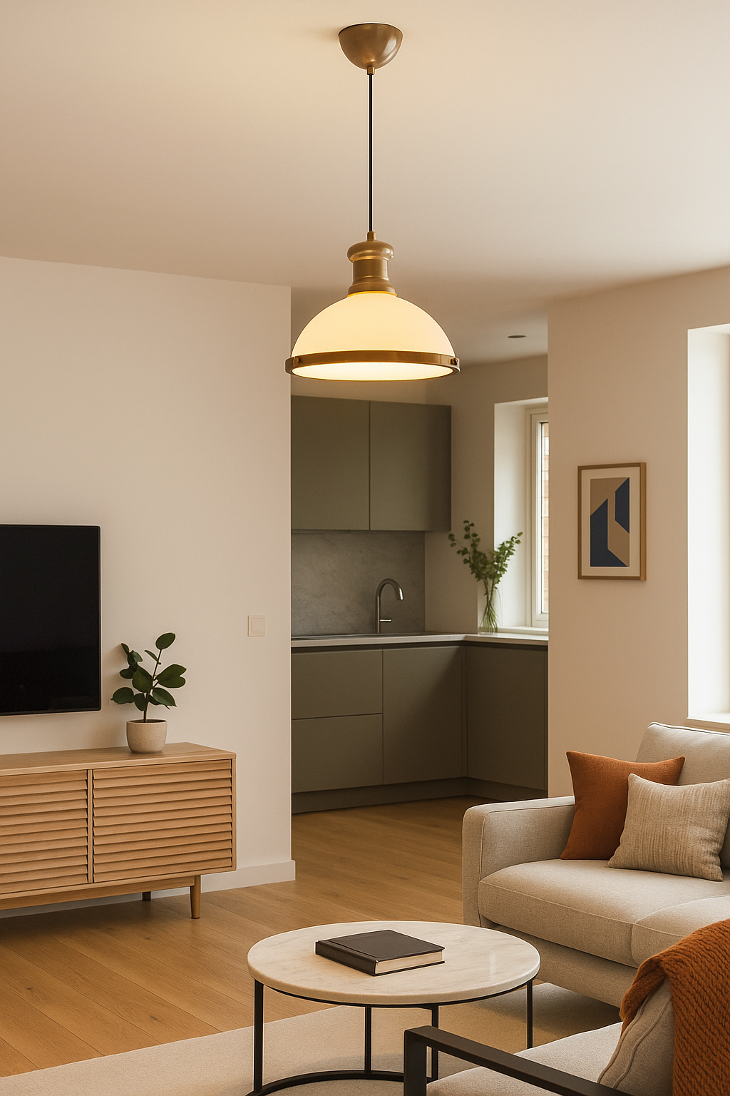 Circle White Glass Pendant Chandelier