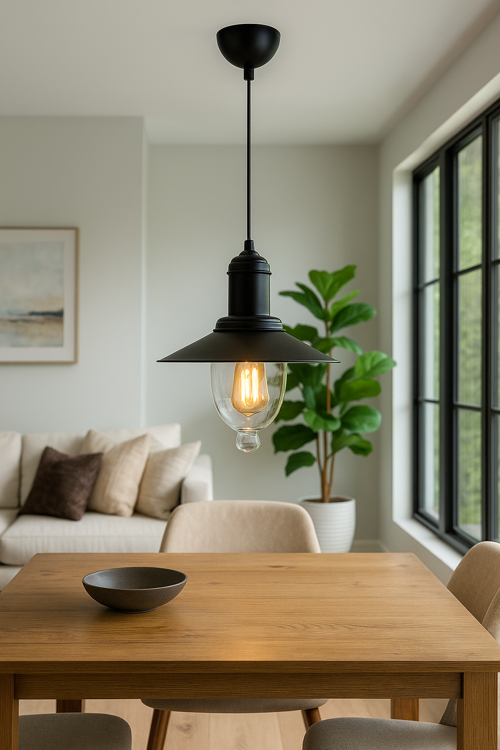 Black Metal Glass Chandelier