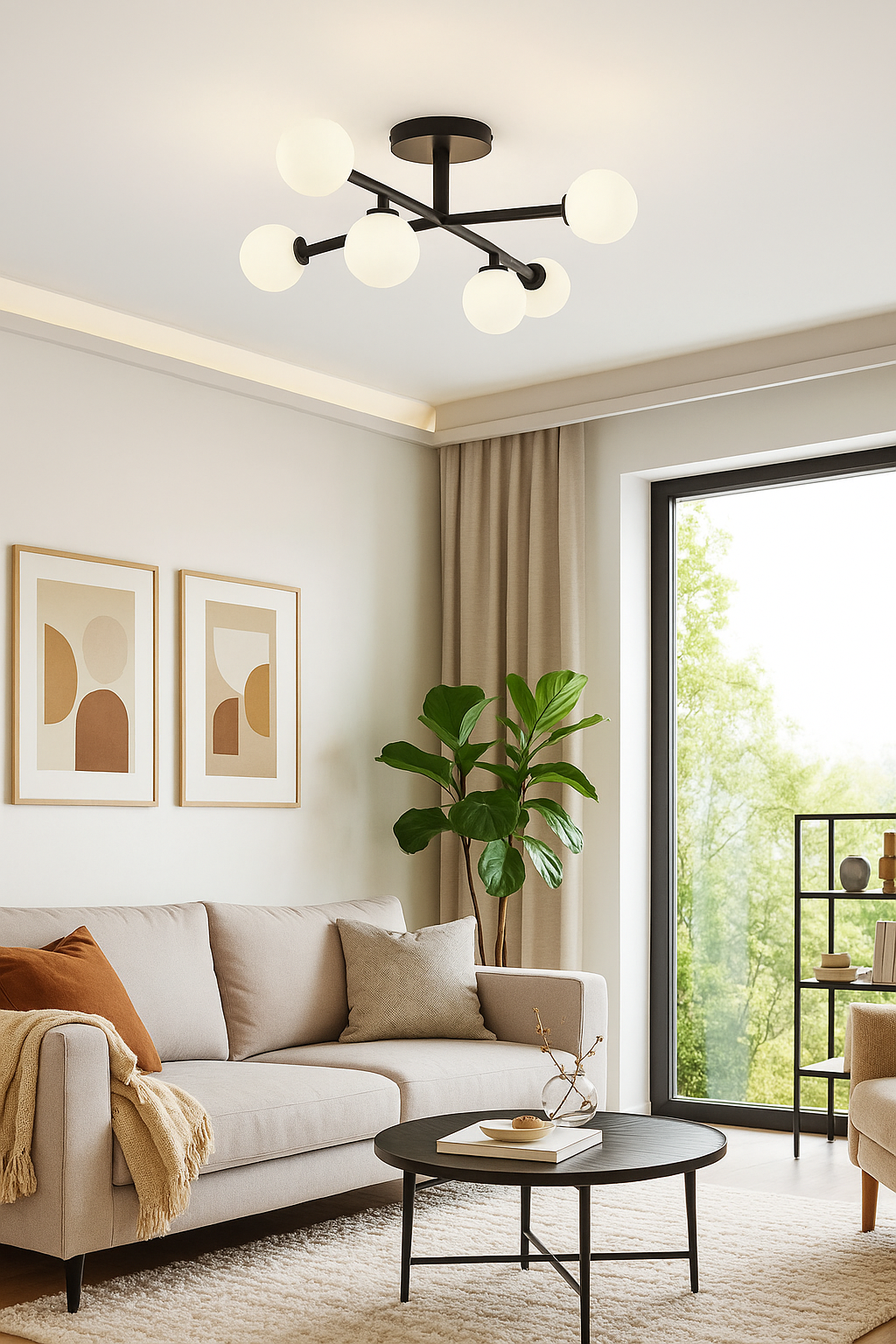 6-Globe Glass Chandelier