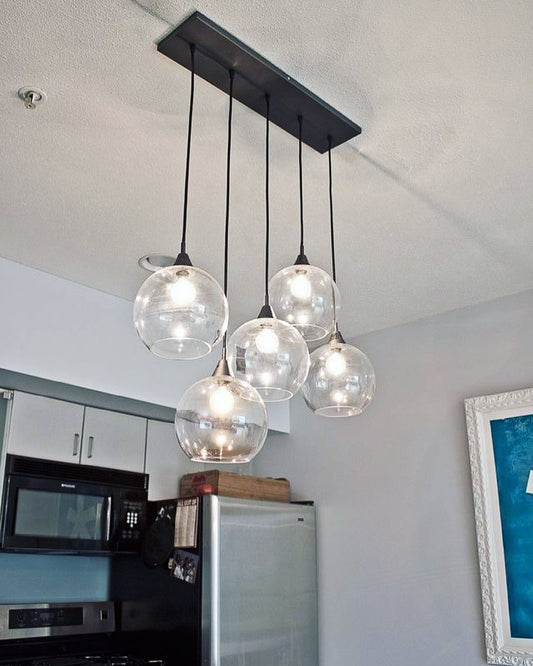 5-Glass Globe Chandelier