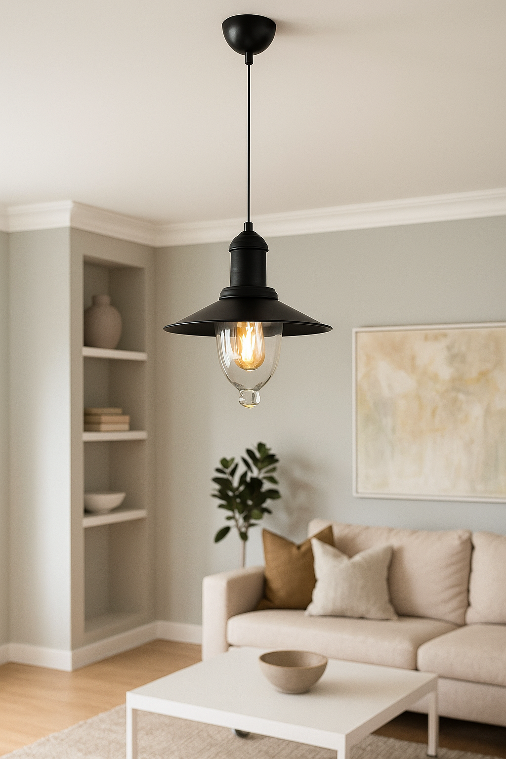 Black Metal Glass Chandelier