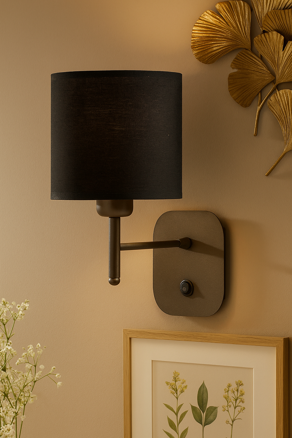 Sapphire Lampshade Wall Lamp Black