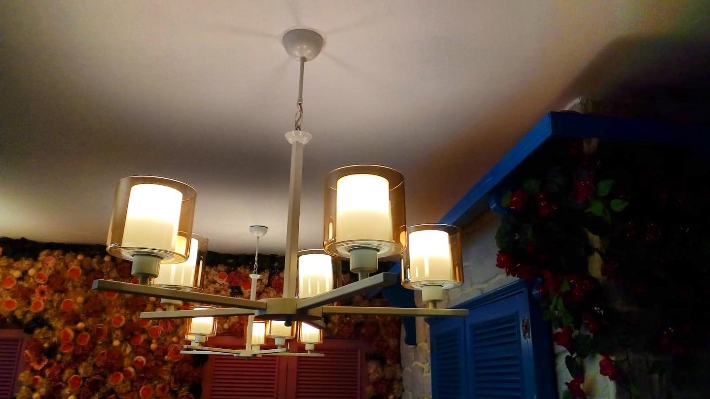 Multi-Headed Glass Chandelier