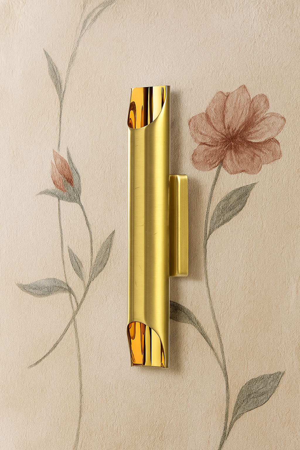 Cut Pipe Wall Lamp, Gold, Metal