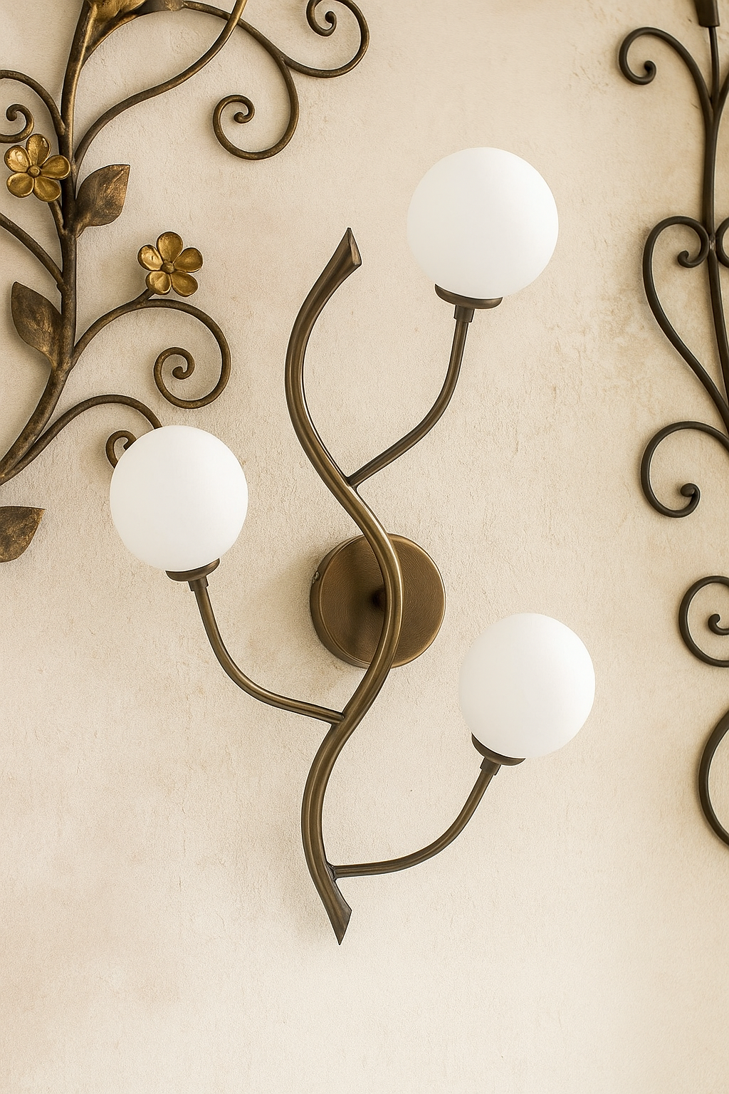 Branched Wall Sconce Bronze Antique
