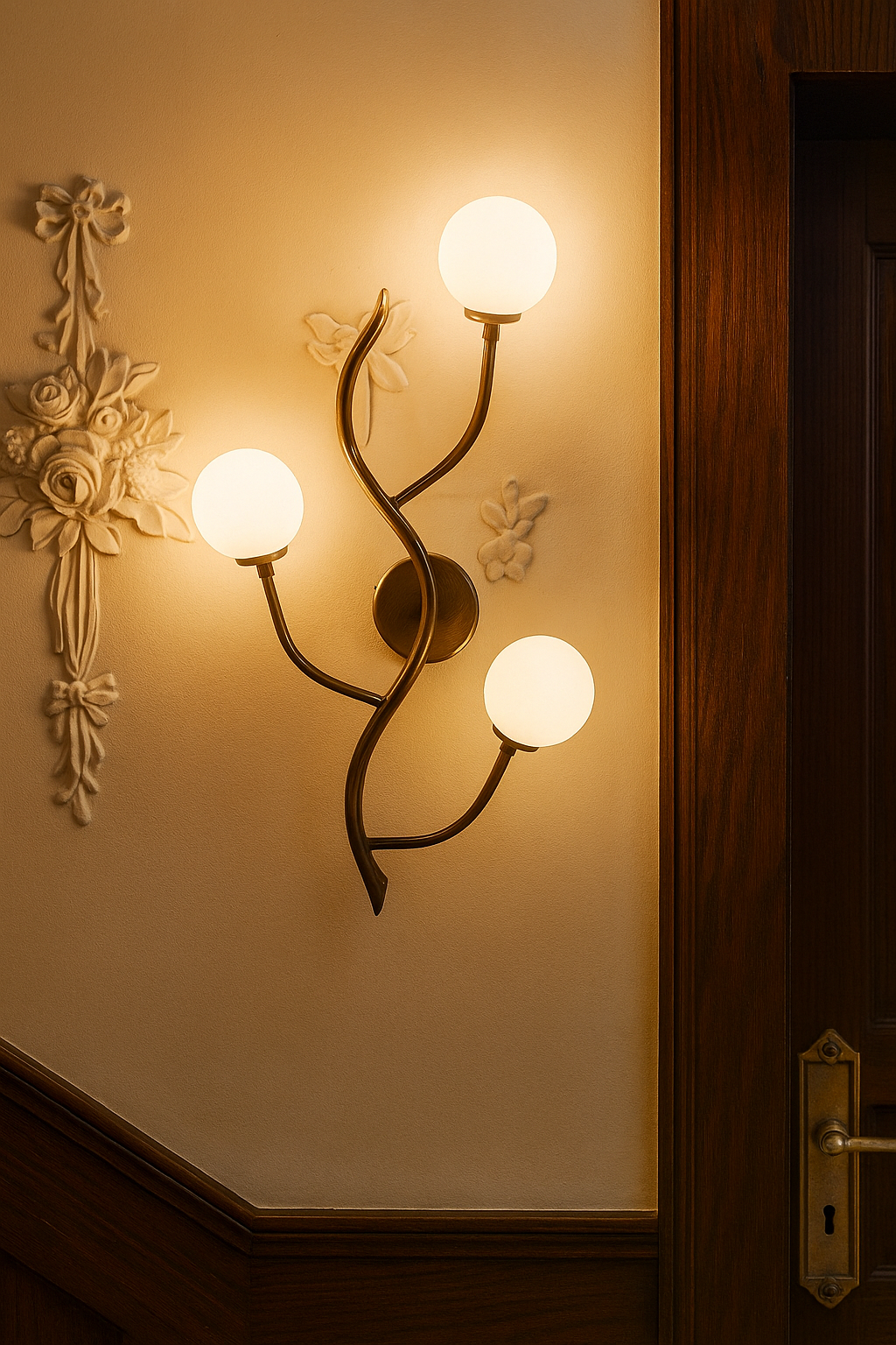 Branched Wall Sconce Bronze Antique