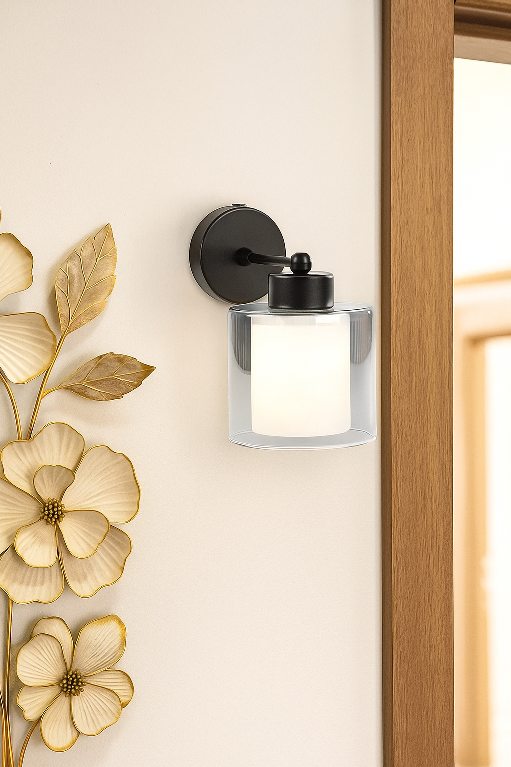 Double Glass Wall Sconce Black