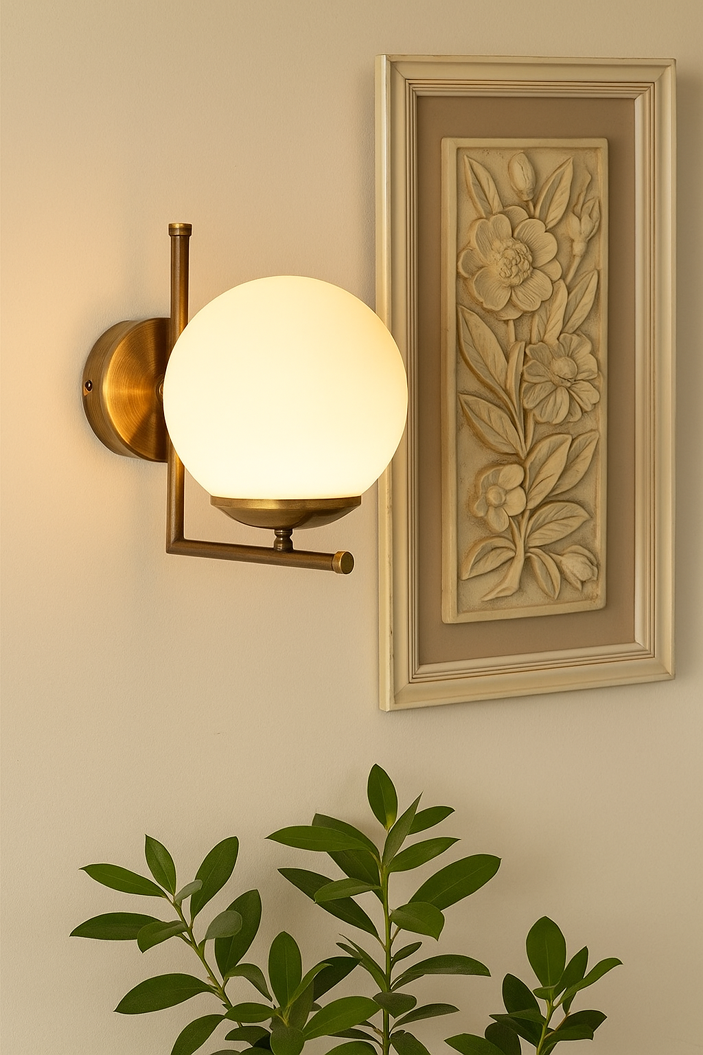 Arm Sconce, Antique Globe Glass