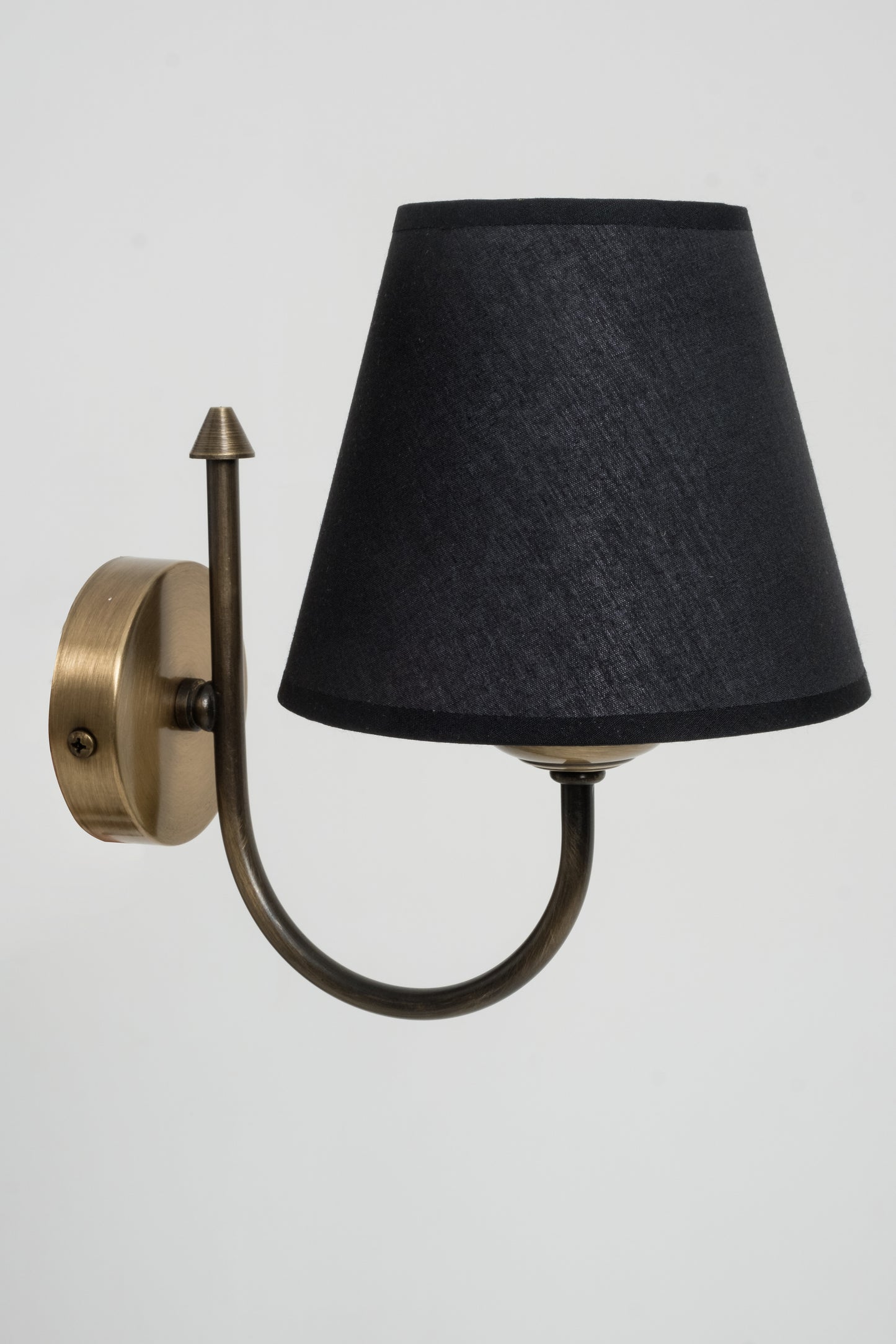 Fabric Headboard, Antique Metal Body Wall Sconce Black