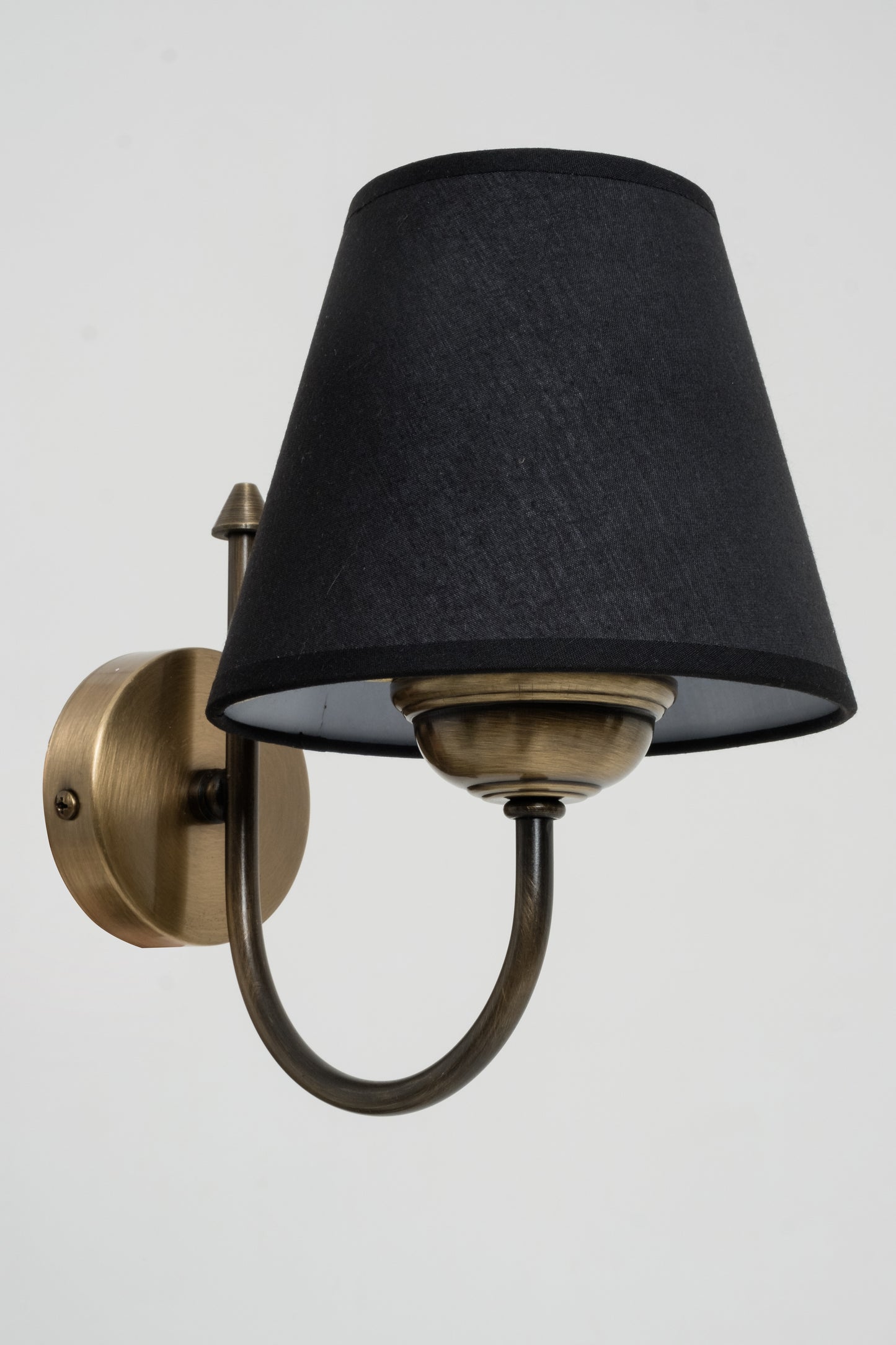 Fabric Headboard, Antique Metal Body Wall Sconce Black