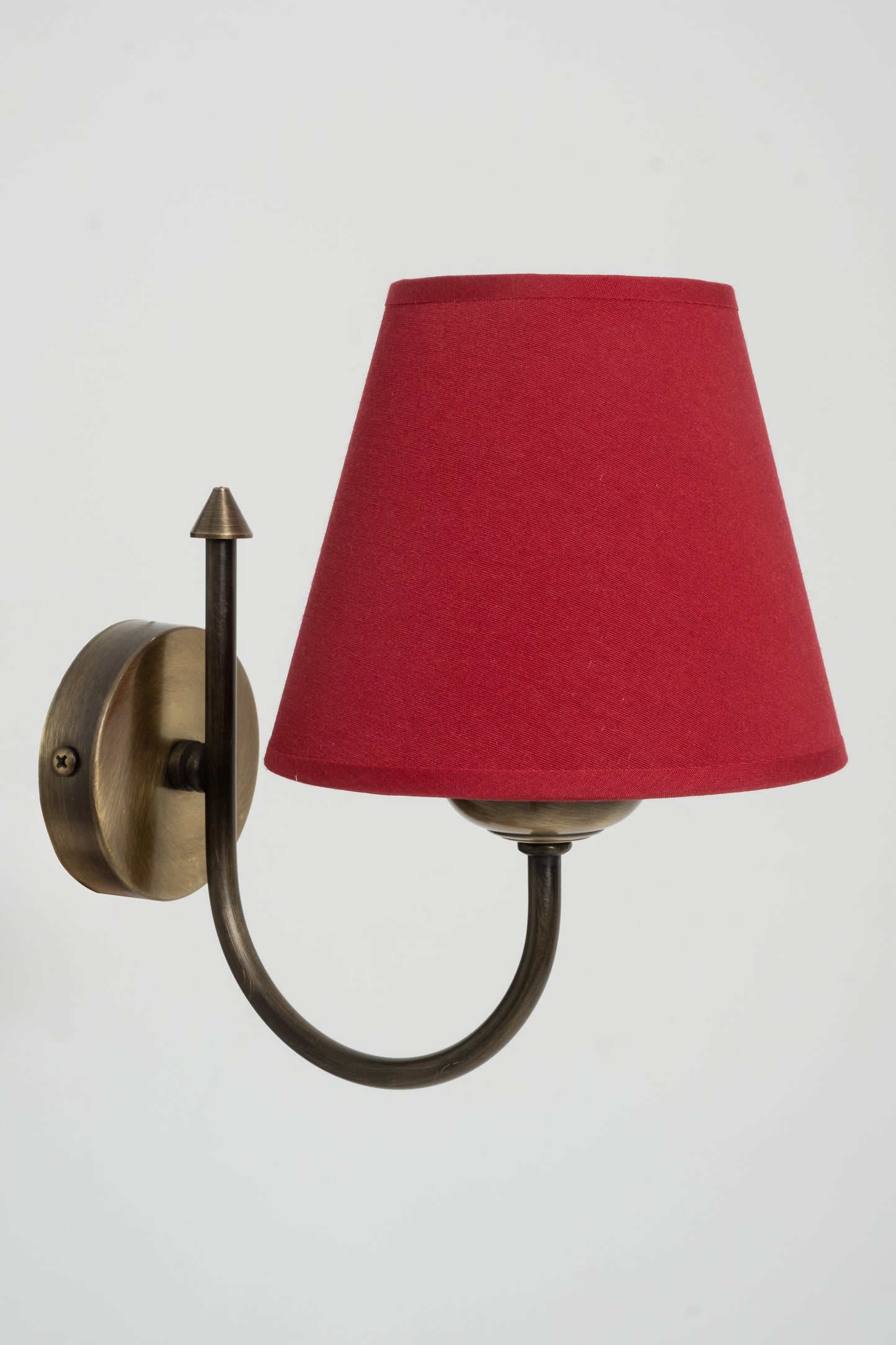 Fabric Headboard, Antique Metal Body Wall Sconce Red