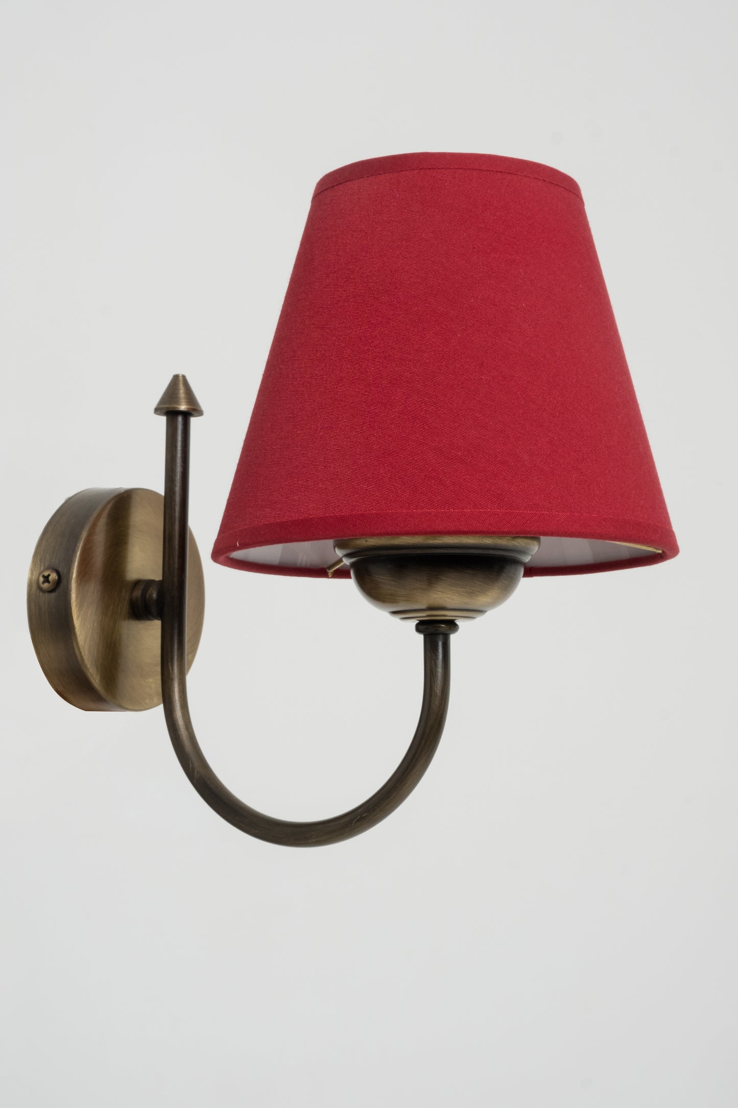 Fabric Headboard, Antique Metal Body Wall Sconce Red
