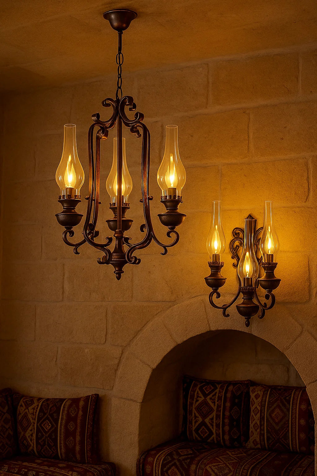 Wrought Iron 5-Gang Chandelier