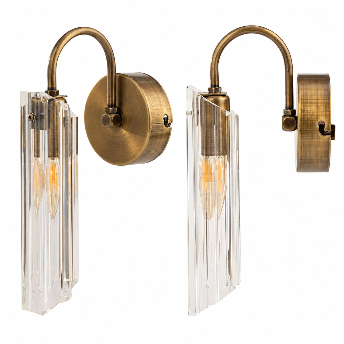 2 Adet Roma Cam Aplik, Antik Bronz, Krom ve Siyah Renk tel lighting Satın Al