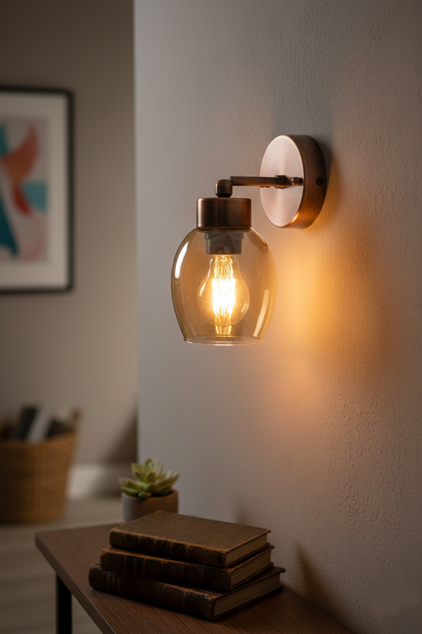 Double Glass Wall Sconce Antique Copper Antique