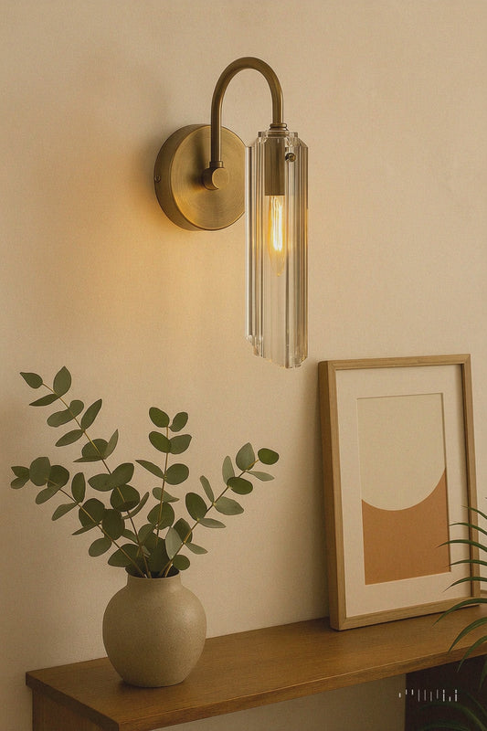 Roman Glass Wall Sconce, Antique Bronze