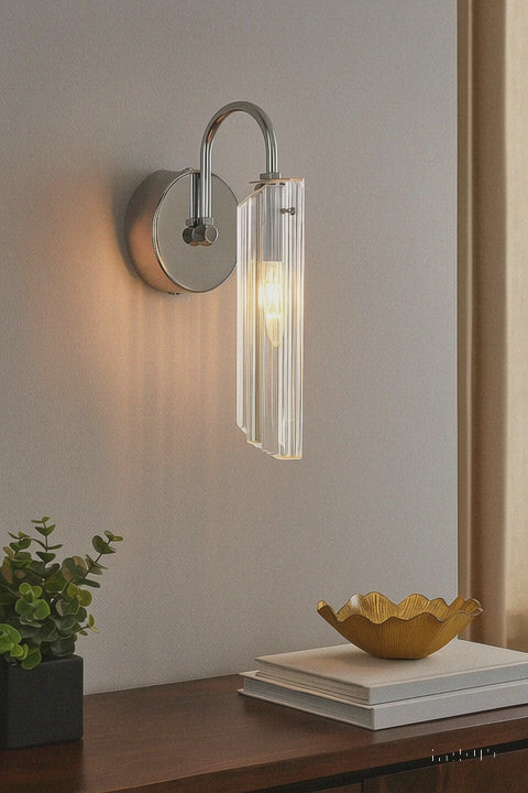 Roman Glass Wall Sconce, Chrome