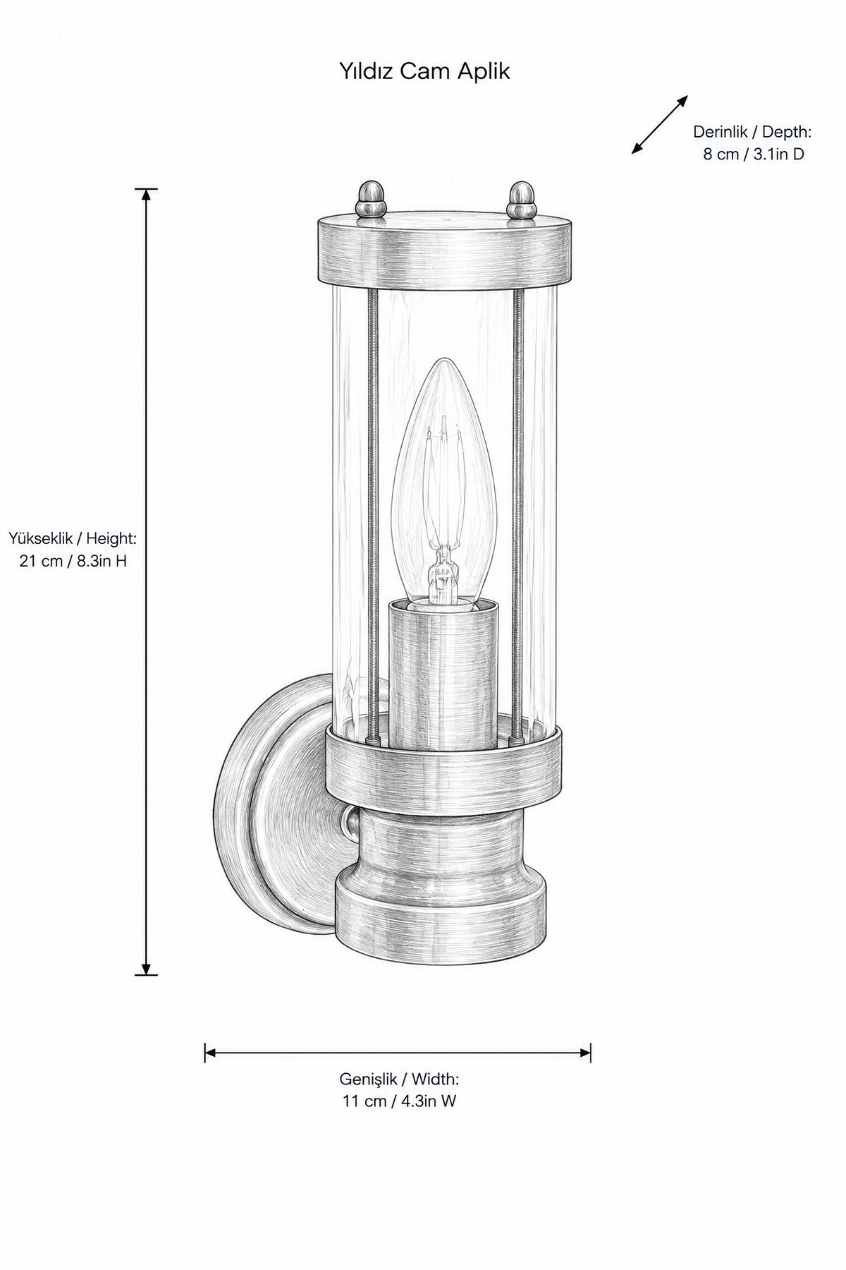 Yıldız Cam Tekli Aplik, Krom Roma Tarzı Cam Duvar Aplik Tel Lighting Satın Al