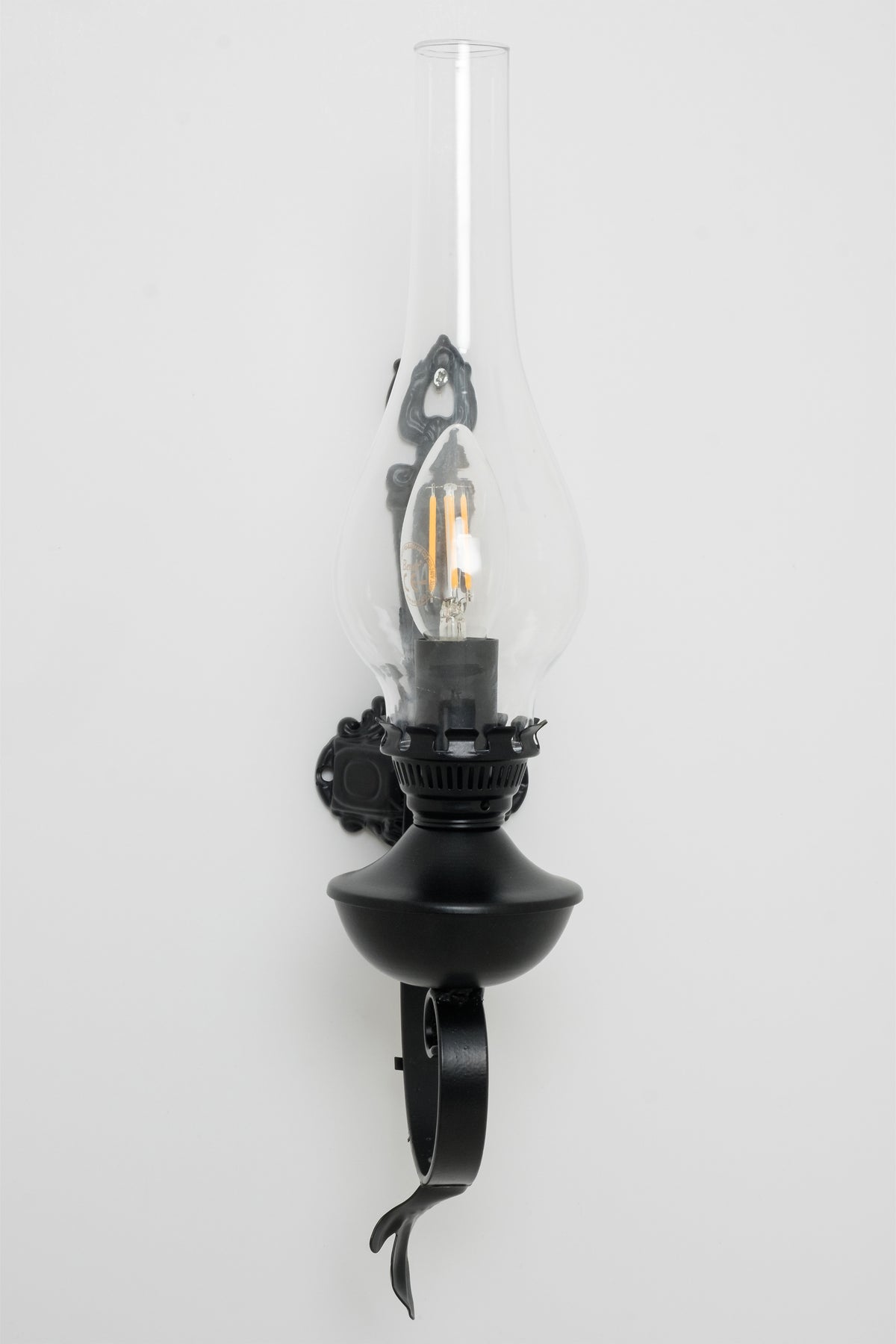 Ferforje Siyah Gaz Lambası Tekli Aplik – Nostaljik İç Mekan Duvar Aydınlatması tel lighting Satın Al