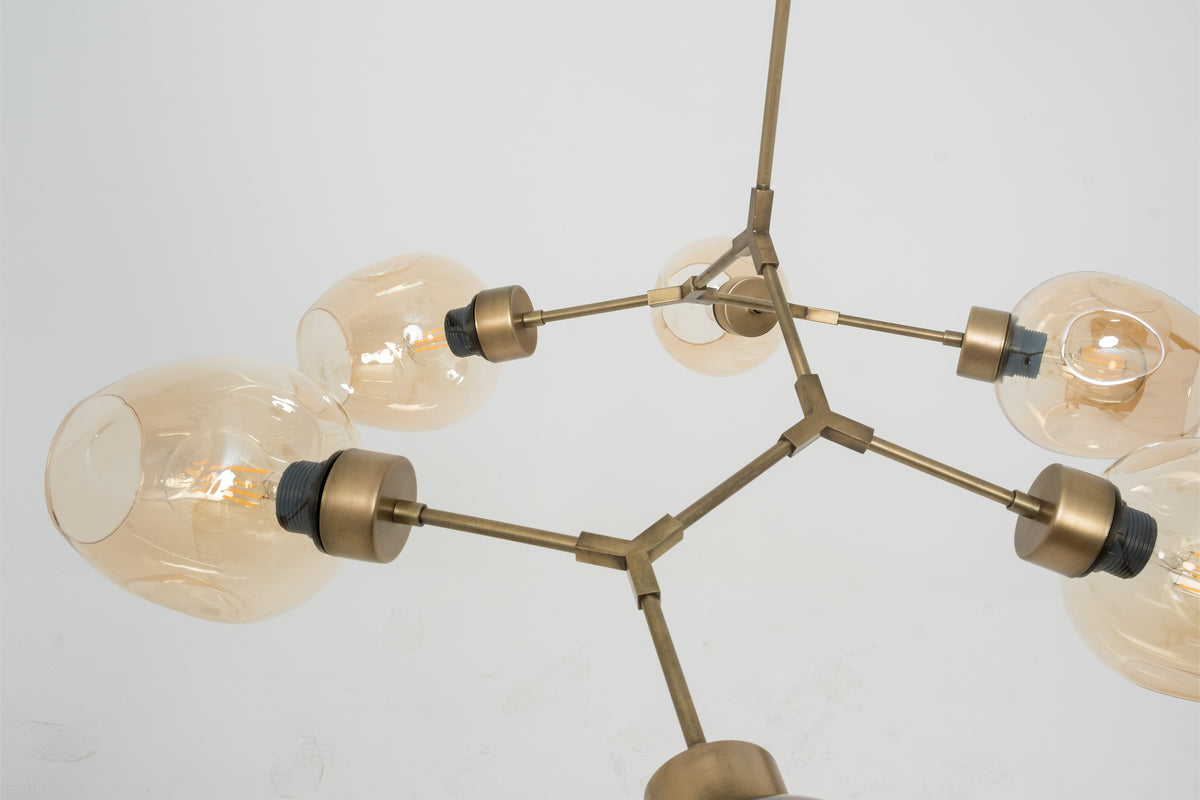 Molekül 6'lı Metal Cam Başlıklı Avize tel lighting Satın Al