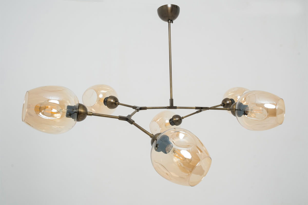 Molekül 6'lı Metal Cam Başlıklı Avize tel lighting Satın Al