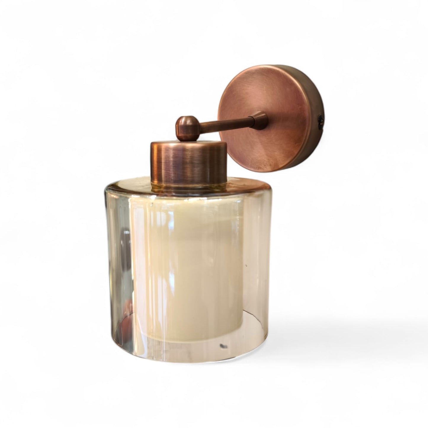 Double Glass Wall Sconce Antique Copper Antique